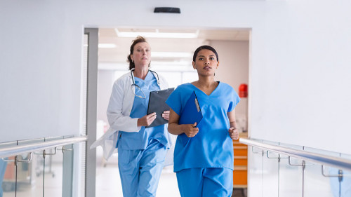 Nurse and doctor running