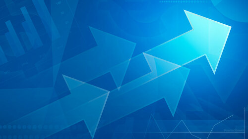 Arrow on financial graph and chart for business background