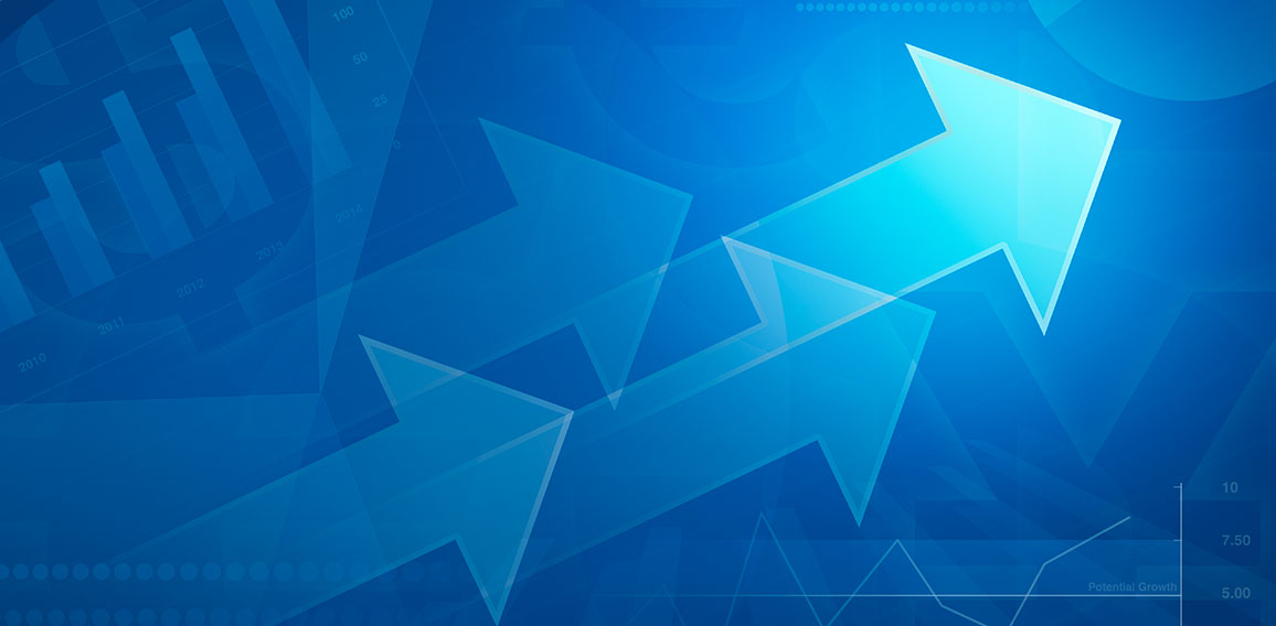 Arrow on financial graph and chart for business background