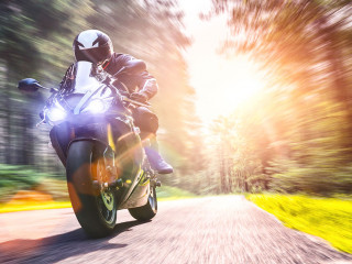 motorbike on the road riding. having fun riding the empty road o