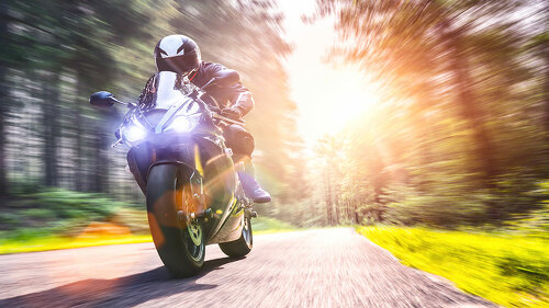 motorbike on the road riding. having fun riding the empty road o