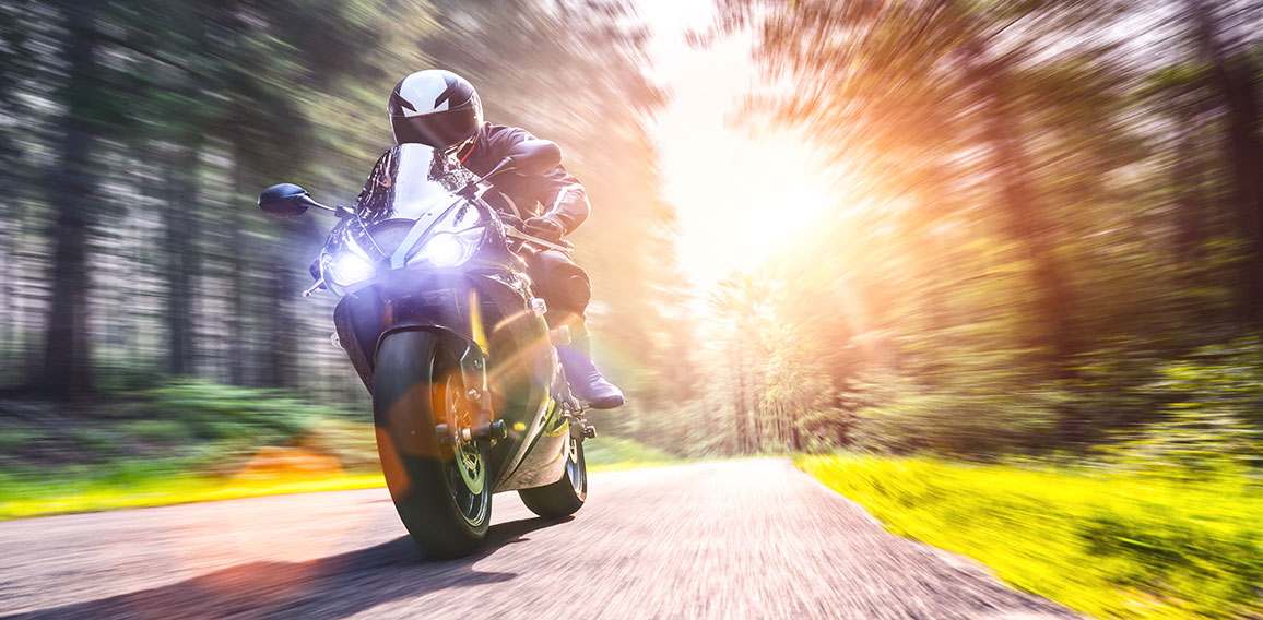 motorbike on the road riding. having fun riding the empty road o