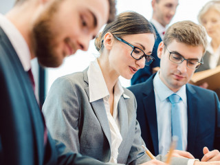 Business people in team meeting collaborating