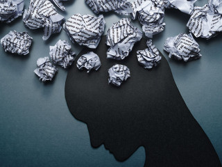 Silhouette of depressed person head. Concept image of depression