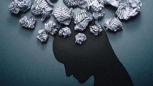 Silhouette of depressed person head. Concept image of depression