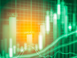 Stock market indicator and financial data view from LED. Double