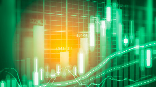Stock market indicator and financial data view from LED. Double