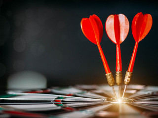 Red dart target with arrows for target business, marketing solut