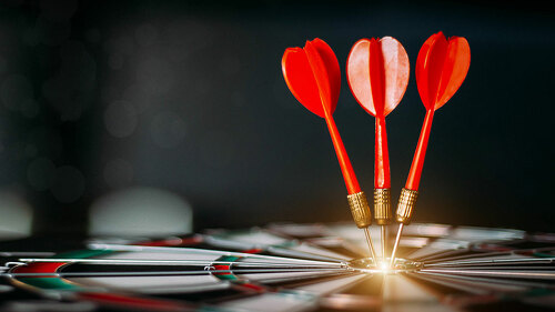Red dart target with arrows for target business, marketing solut