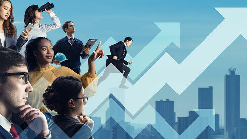 Growth, success, career advancement, skill improvement, group, t