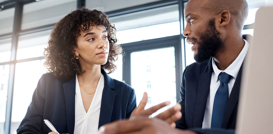 Planning, strategy and meeting black people or clients b2b documents, finance review and contract discussion. Accountant, financial advisor or business employee with partner investment at USA company