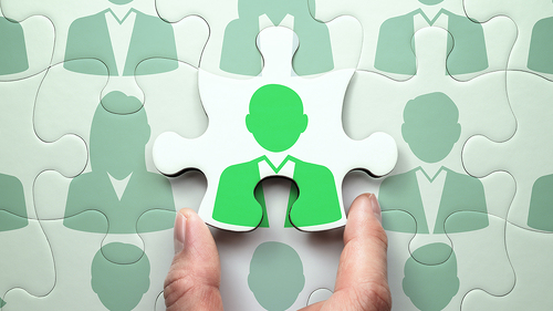 Selecting person and building team. Business people relationship
