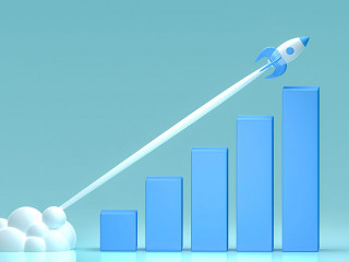 reactive rapid growth of economic indicators. economic and financial growth. Growth chart web banner. Data analysis. Financial data concept. Bar chart and growing up