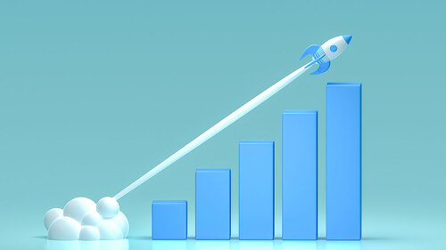 reactive rapid growth of economic indicators. economic and financial growth. Growth chart web banner. Data analysis. Financial data concept. Bar chart and growing up