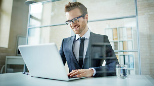 Working with laptop