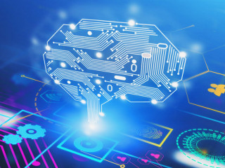 Artificial intelligence concept, light blue