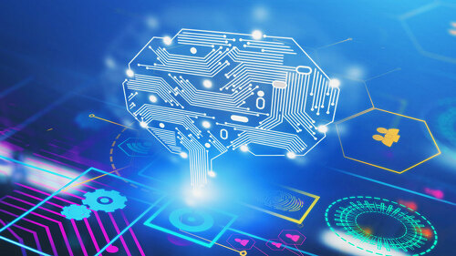 Artificial intelligence concept, light blue