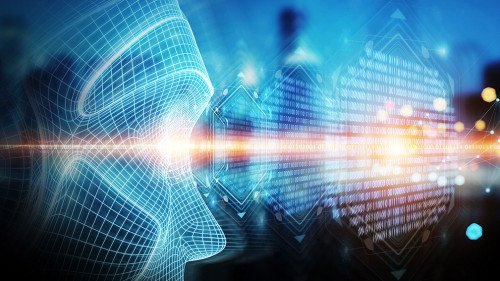 Robotic woman cyborg face representing artificial intelligence 3