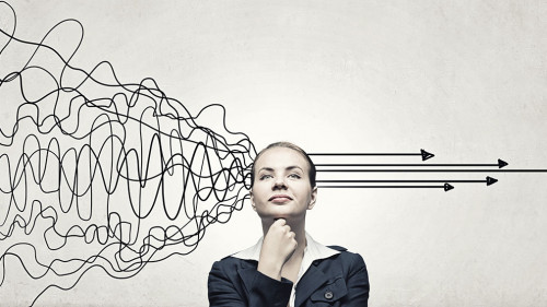 Businesswoman making decision