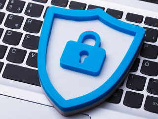 Blue Security Icon On Laptop Keypad