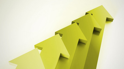 blue arrows on a white background. 3d render.