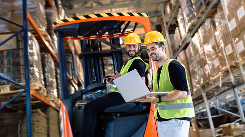 People working in warehouse