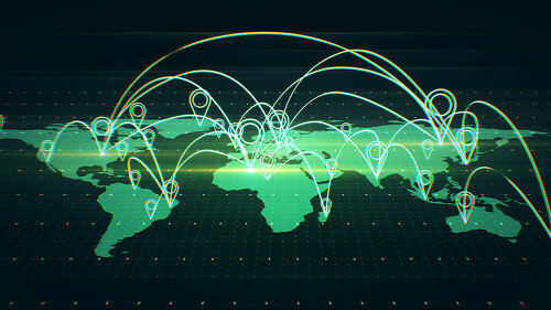 Glowing green map background
