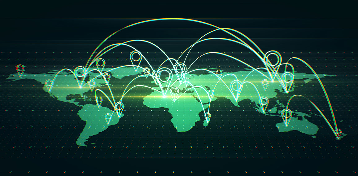 Glowing green map background