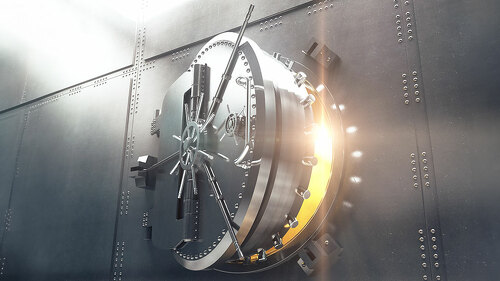 Closeup of bank vault door