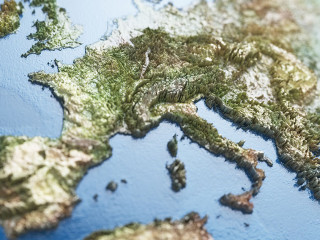 Europe map with soft focus