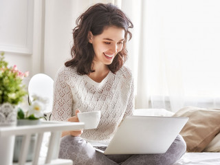 woman working on a laptop