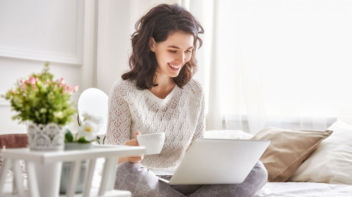 woman working on a laptop