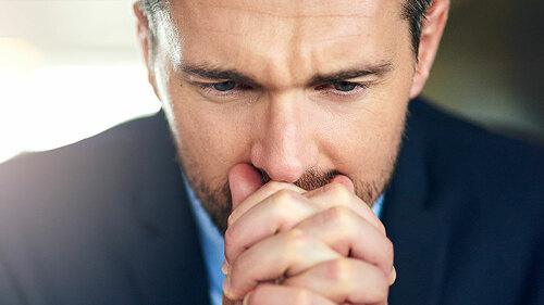 It all comes down to this. Shot of a businessman looking anxious in front of his laptop at work.