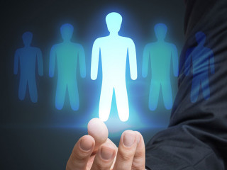 Businessman is selecting best employee candidate. Recruitment an