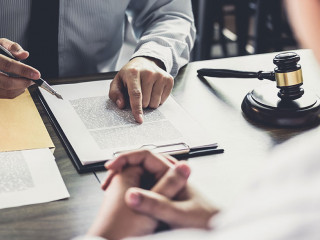 Businessman and Male lawyer or judge consult having team meeting