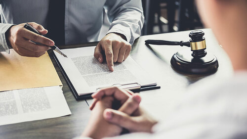 Businessman and Male lawyer or judge consult having team meeting