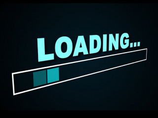 Loading bar, computer generated. Simple web backdrop. 3d render of scale with small squares and the inscription Loading