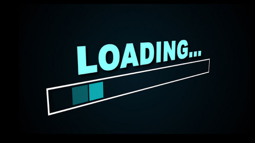 Loading bar, computer generated. Simple web backdrop. 3d render of scale with small squares and the inscription Loading