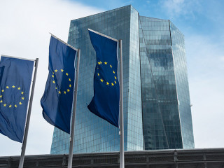 very new building of european central bank ECB in Frankfurt, Ger