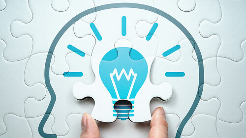 Getting knowledge and solving problem. Logical idea concept. Con