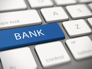 Word "BANK" on a key on a modern keyboard