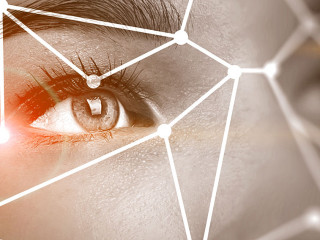 Young woman face recognition