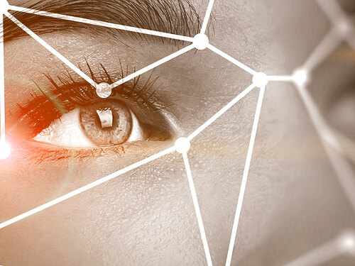 Young woman face recognition