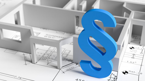 3d Bauplan auf dem Tisch..Bei der Hausbauplanung müssen die Bau
