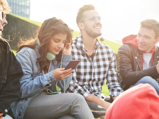 Meeting of young people in the city