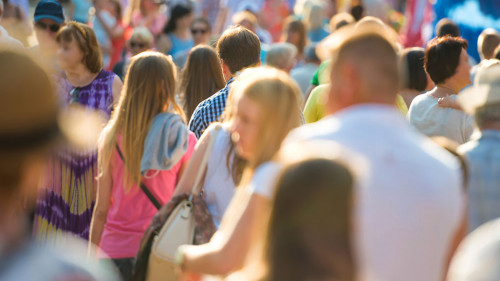 People walking on the city street.