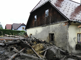 building in a flooded area