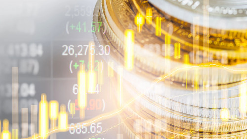 Stock market or forex trading graph and candlestick chart suitab