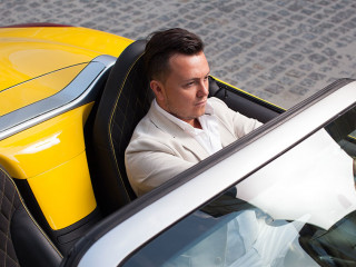 Man driving sport car