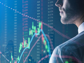 executive smart caucasian businessman  trade and invest in stock